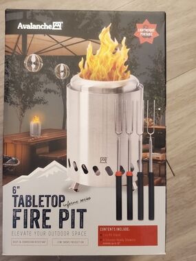 Avalanche 6" Stainless Steel Tabletop Fire Pit - Silver